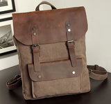 Fashion Backpack Leather Canvas Men Backpack